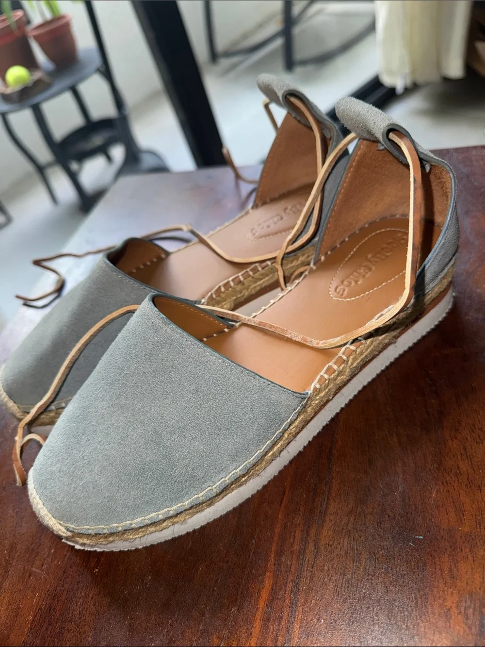 See By Chloe Women's blue Espadrille LaceUp Flats Size 7 Like NEW MAKE OFFER